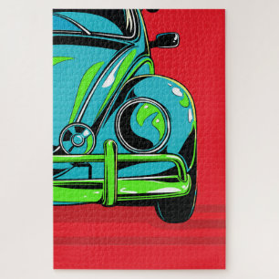 Retro Türkis Sportwagen Front Pop Art