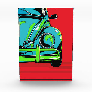 Retro Türkis Sportwagen Front Pop Art Fotoblock