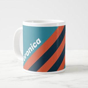 Retro Türkis Spritzstreifen mit Namen Jumbo-Tasse