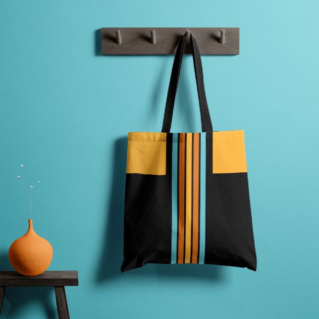 Retro Türkis und Orange Streifen Tasche (This bag can keep up with your high energy life!)