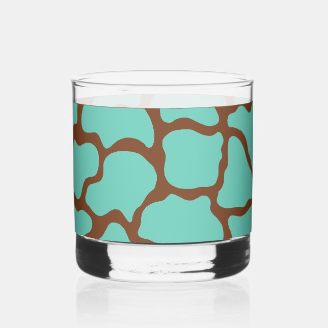 Retro-Türkises Glas-Muster Whiskyglas (Vorderseite)