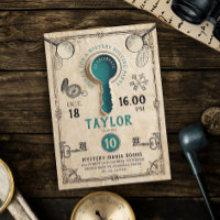 Retro Türkisfarbene Escape Room Schlüssel Geheimni