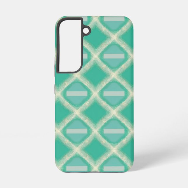 Retro-Türkisgitter mit modernem Streifen Samsung Galaxy Hülle (Rückseite)