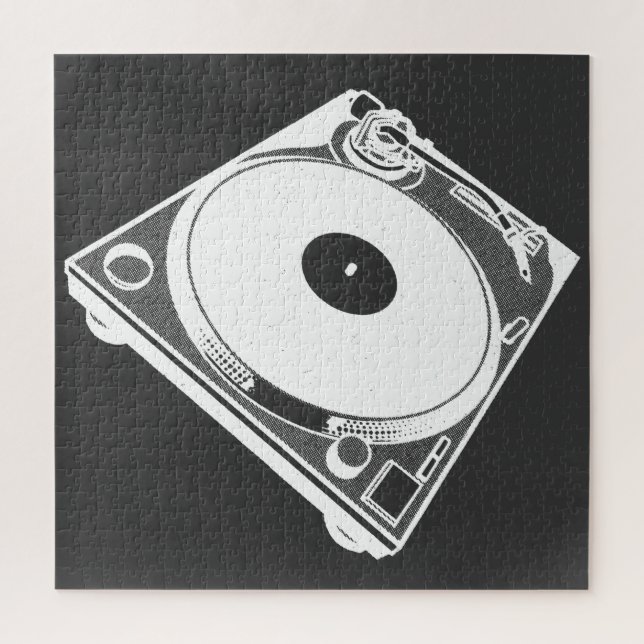 Retro-Turntable Graphic in White (Vertikal)