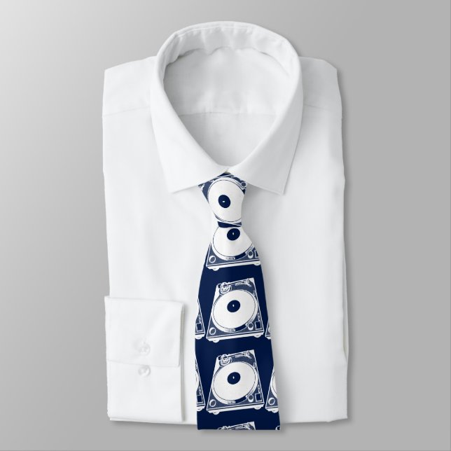 Retro-Turntable Graphic in White Krawatte (Gebunden)