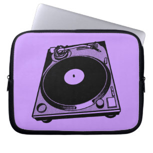 Retro-Turntable Schwarz grafisch Laptopschutzhülle