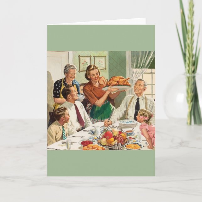 Retro Turquie Dîner Thanksgiving Carte de voeux (Devant)