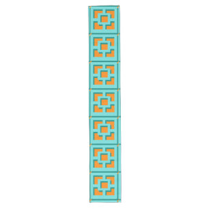 Retro Turquoise and Orange Trellis Table Runner Großer Tischläufer