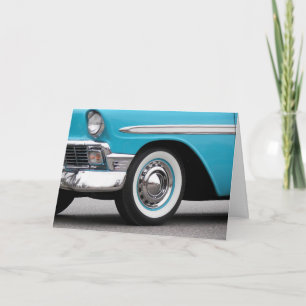 Retro-Turquoise-Auto von 1956 zum Geburtstag Karte