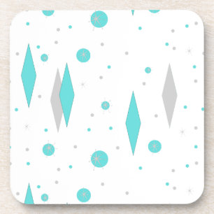 Retro Turquoise Diamond Sternexplosion Kunststoff Getränkeuntersetzer
