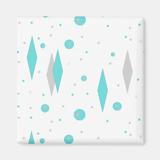 Retro Turquoise Diamond & Sternexplosion Magnet (Vorne)