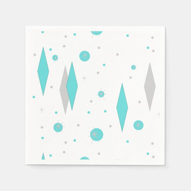 Retro Turquoise Diamond & Sternexplosion Papier Na Serviette (Vorderseite)