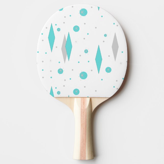 Retro Turquoise Diamond & Sternexplosion Pong Pad  Tischtennis Schläger (Vorderseite)