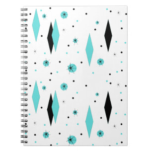 Retro Turquoise Diamonds Spiralnotebook Notizblock
