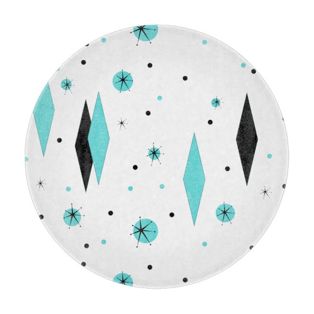 Retro Turquoise Diamonds Sternexplosion Cutting Bo Schneidebrett (Vorderseite)