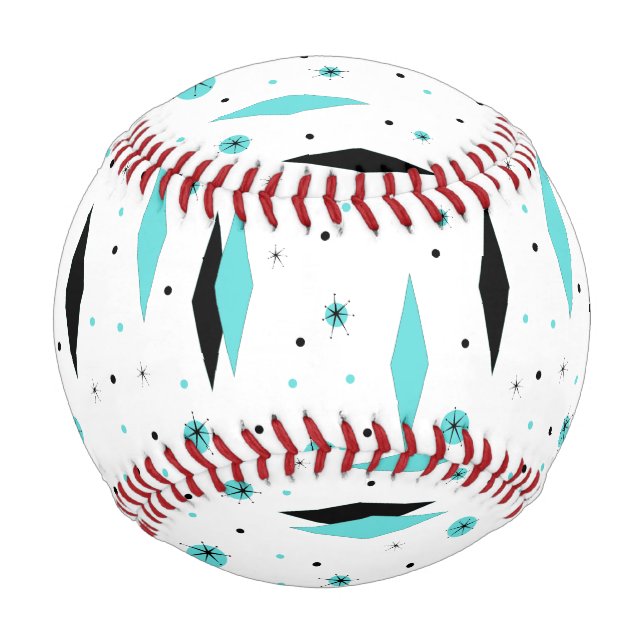 Retro Turquoise Diamonds & Sternexplosionen Baseba Baseball (Vorderseite)