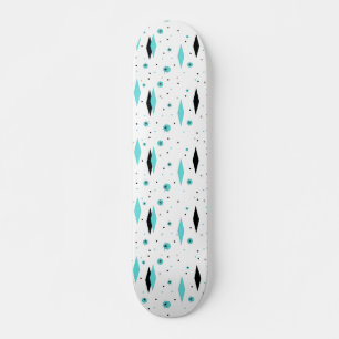 Retro Turquoise Diamonds & Sternexplosionen Skateb Skateboard