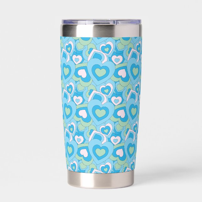Retro Turquoise Heart Tumbler Thermobecher (Vorderseite)