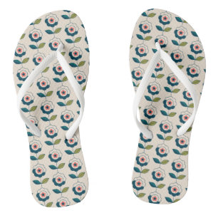 Retro-Turquoise-Muster Flip Flops