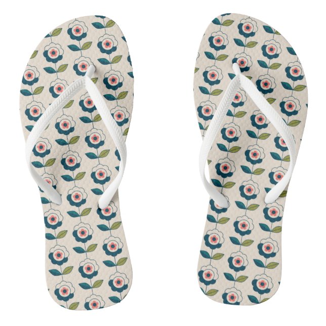 Retro-Turquoise-Muster Flip Flops (Fußbett)