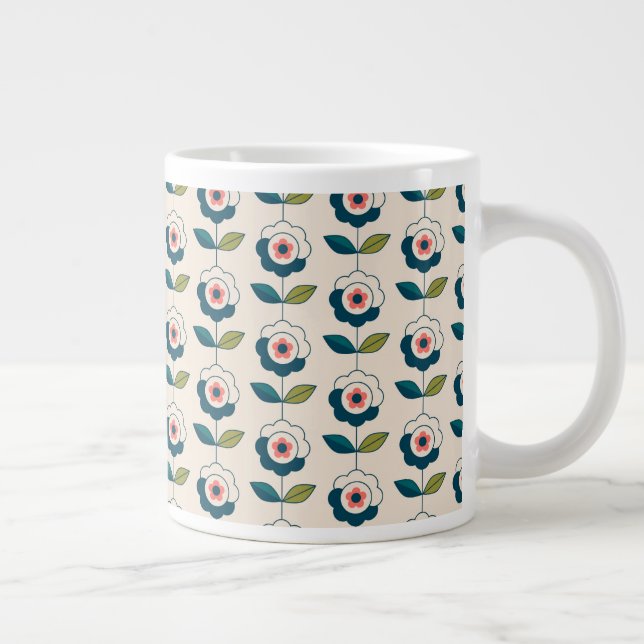 Retro-Turquoise-Muster Jumbo-Tasse (Rechts)