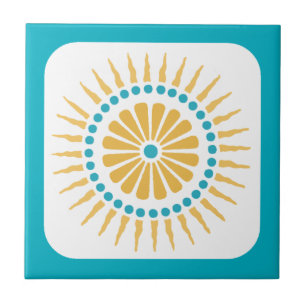 Retro Turquoise Orange Sunbury Tile Fliese