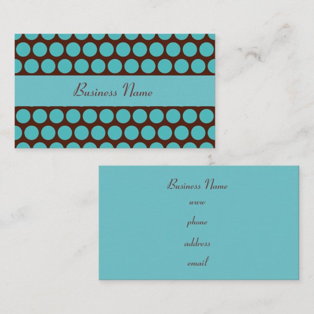 Retro Turquoise Polka Dots Business Cards Visitenkarte (Vorne/Hinten)