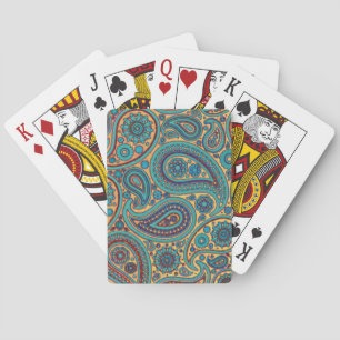 Retro Turquoise Rainbow Paisley motif Spielkarten