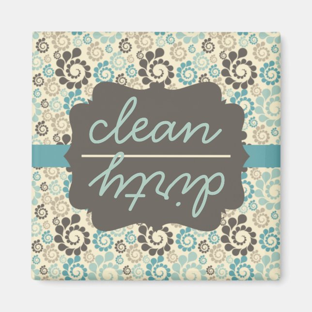 Retro Turquoise Saubere Geschirrspülmaschine Magne Magnet (Vorne)