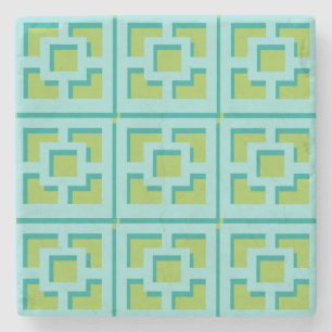  Retro Turquoise und Green Trellis Stone Untersetz Steinuntersetzer