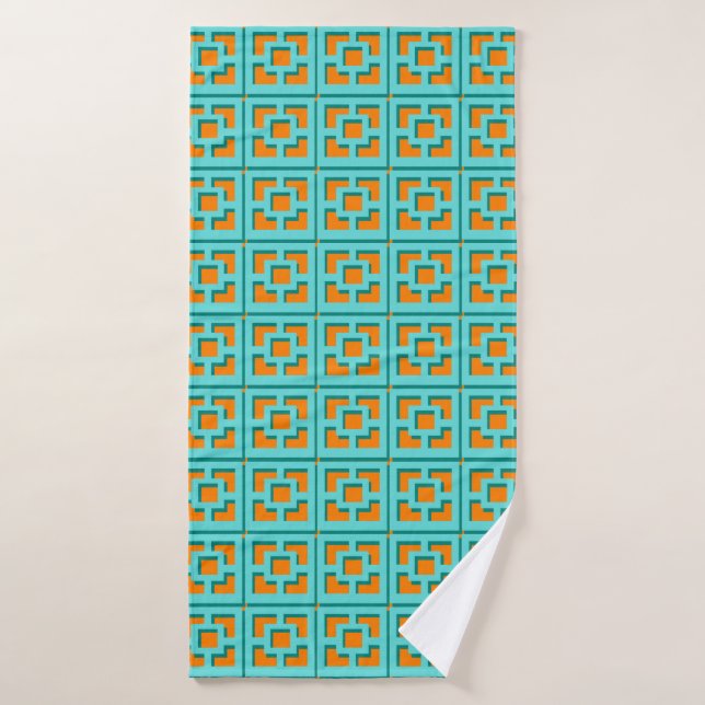 Retro Turquoise und Orange Trellis Handtuch Badehandtuch (Badehandtuch)