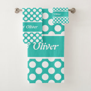 Retro Turquoise & White Polka Dot