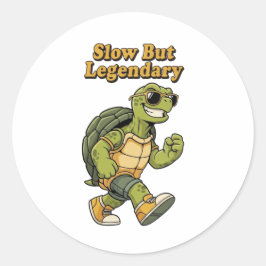Retro Turtle Slow But Legendary Vinyl Sticker
