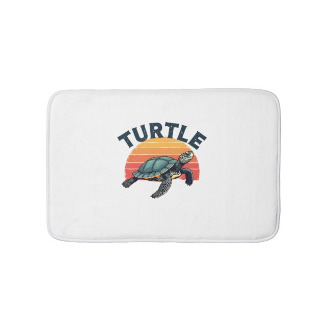 Retro Turtle T - Shirt Badematte (Vorderseite)
