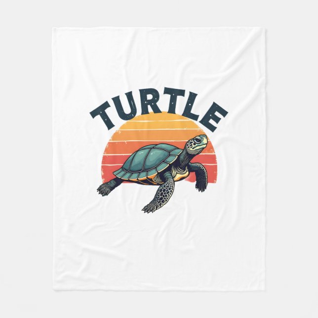 Retro Turtle T - Shirt Fleecedecke (Vorderseite)