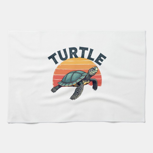 Retro Turtle T-Shirt Geschirrtuch (Horizontal)