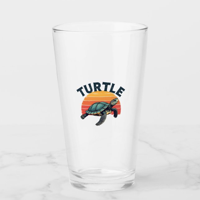 Retro Turtle T-Shirt Glas (Vorderseite)
