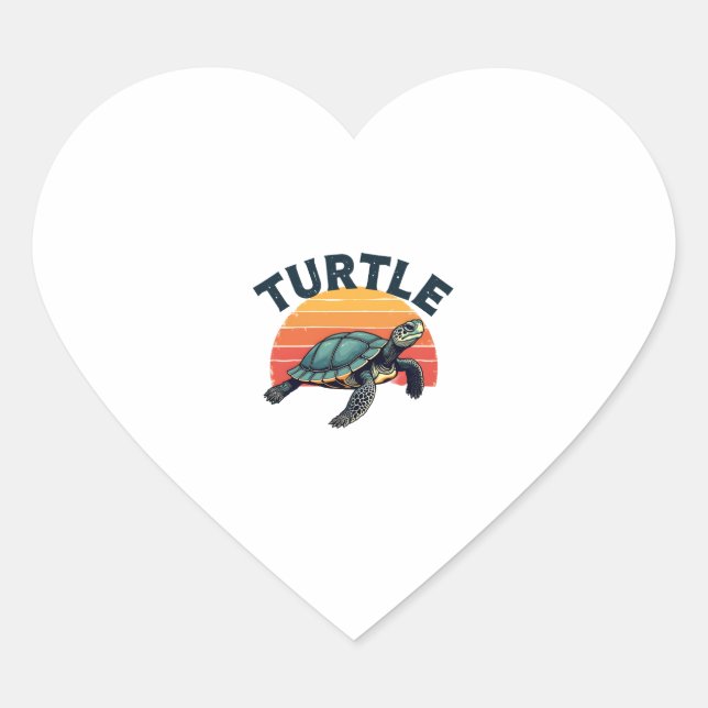 Retro Turtle T - Shirt Herz-Aufkleber (Vorderseite)