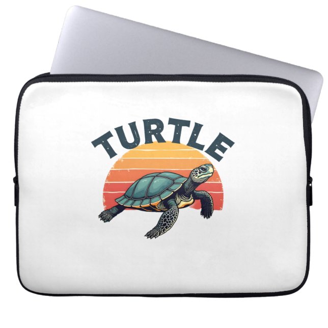 Retro Turtle T - Shirt Laptopschutzhülle (Vorderseite)