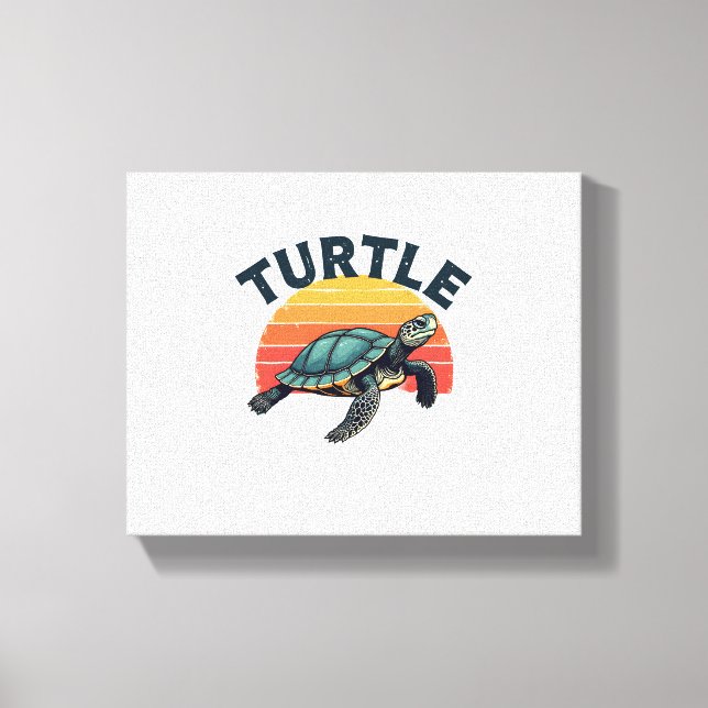Retro Turtle T - Shirt Leinwanddruck (Vorderseite)