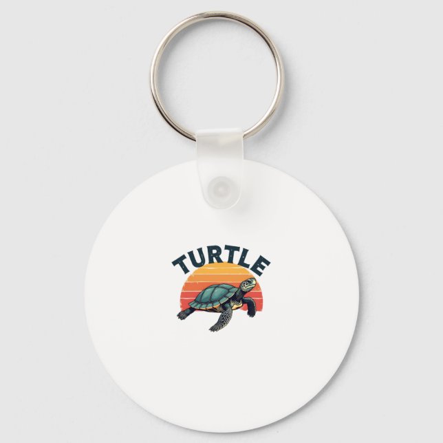 Retro Turtle T - Shirt Schlüsselanhänger (Vorderseite)