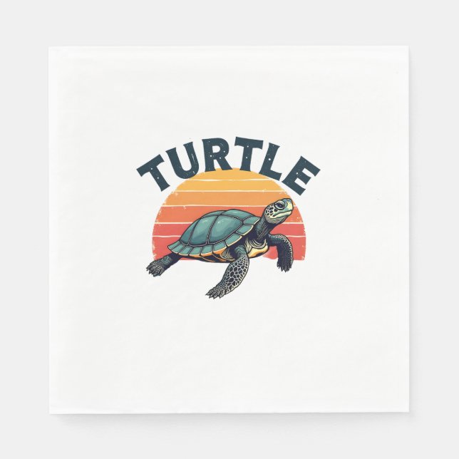 Retro Turtle T - Shirt Serviette (Vorderseite)