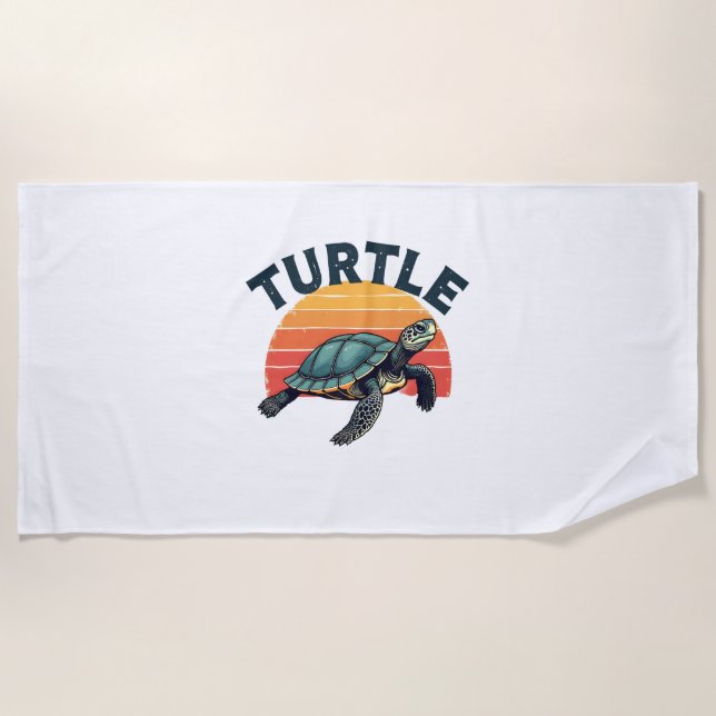 Retro Turtle T-Shirt Strandtuch (Vorderseite)