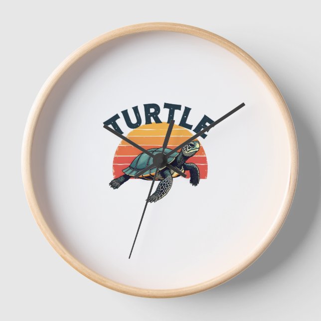 Retro Turtle T - Shirt Uhr (Vorderseite)