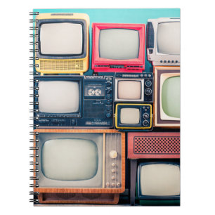 Retro-TV-Empfänger Set aus zirka 60er, 70er und 80 Notizblock
