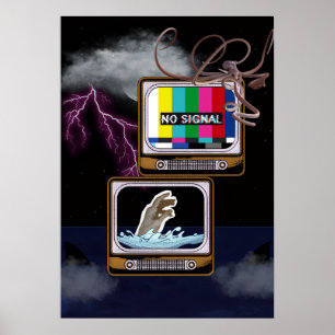 Retro-TV Kein Signal Ozean Sturm Surrealistische K Poster