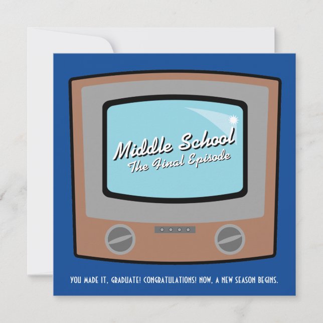 Retro-TV Mittelschule ABSCHLUSS gratulieren Karte (Vorderseite)