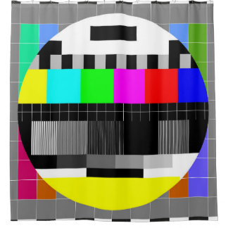 Retro TV ohne Signalanzeige. Duschvorhang