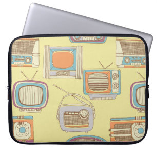 Retro-TV und Radio. nahtloses Muster Laptopschutzhülle