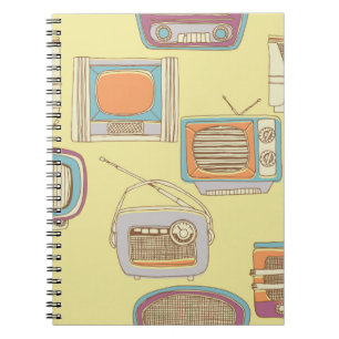 Retro-TV und Radio. nahtloses Muster Notizblock
